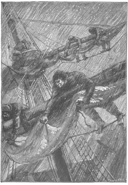 Taking in sail under difficulties