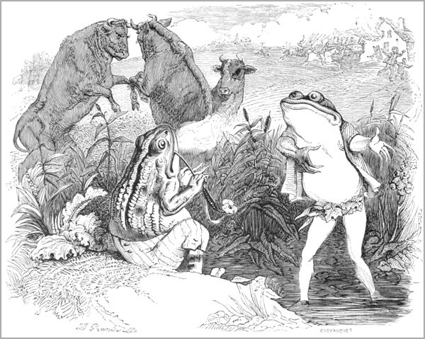 LES DEUX TAUREAUX ET UNE GRENOUILLE