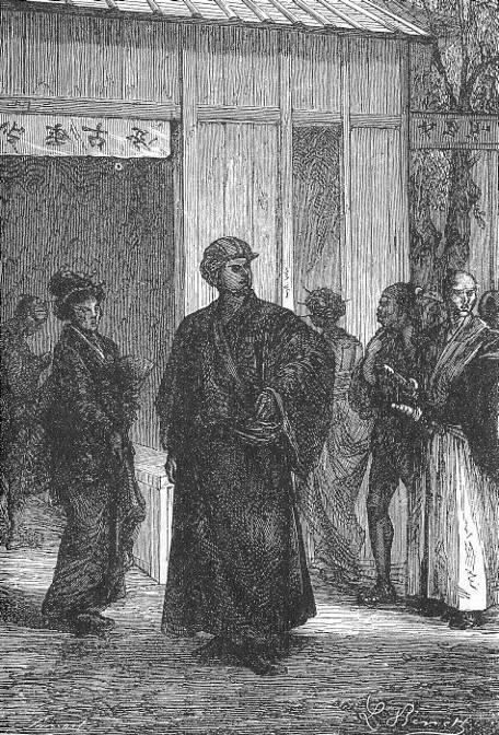 Passepartout sortait affublé d’une vieille robe japonaise.