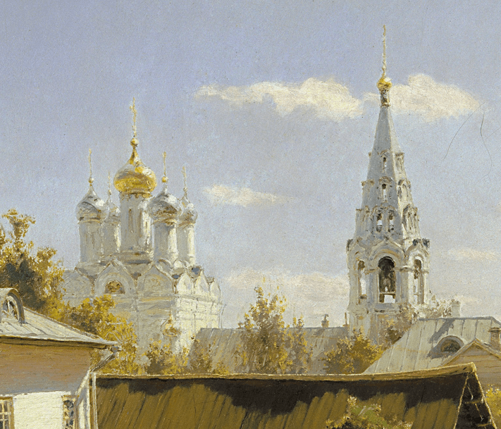 Church of the Transfiguration on the Sands fragment of Moscow courtyard by Vasily Polenov
