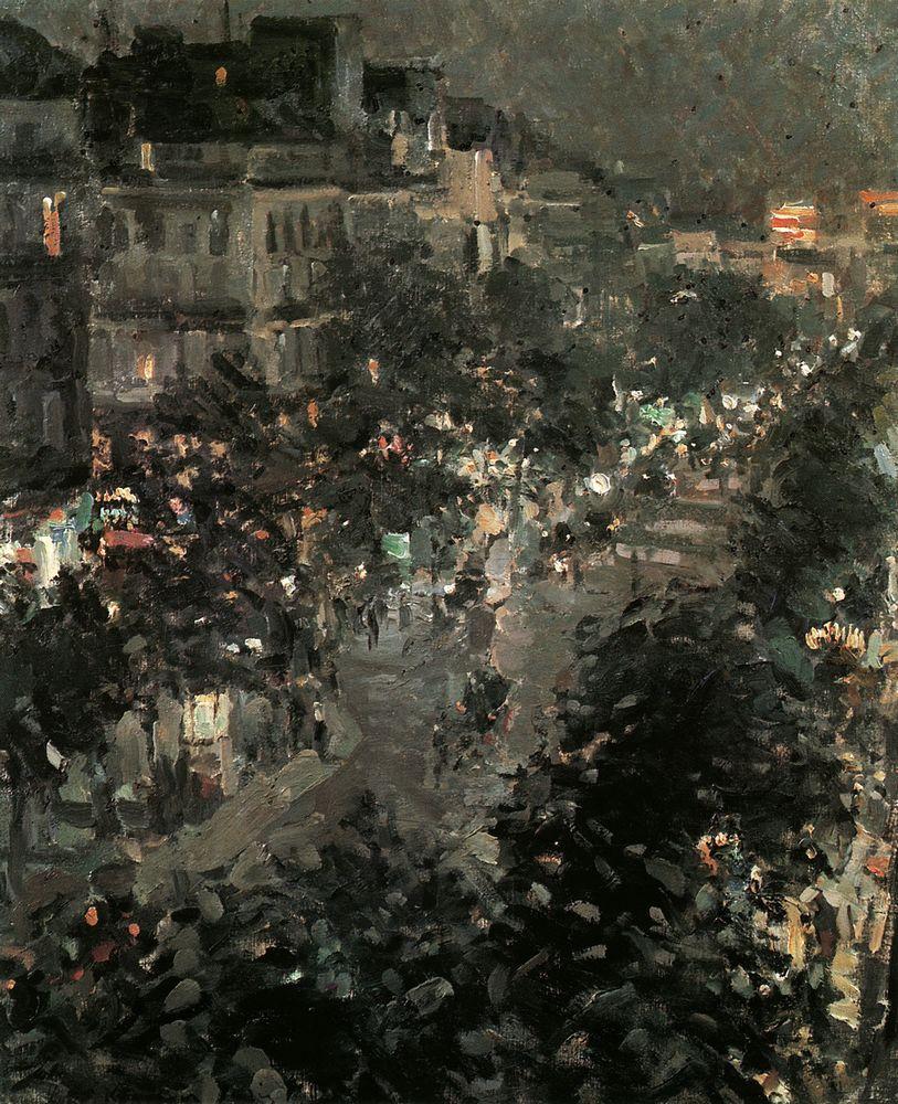 Paris at Night. Boulevard des Italiens by Konstantin Korovin