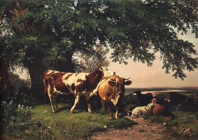 Herd under the trees by Ivan Shishkin