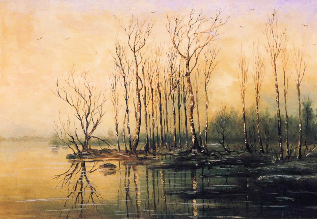 Early spring. 
High water by Alexei Kondratyevich Savrasov