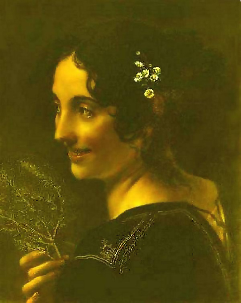 Gypsy woman with a myrtle branch by Orest Adamovich Kiprensky