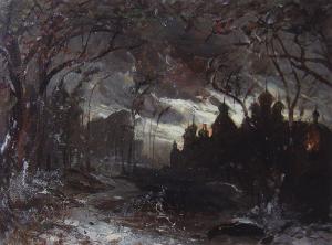 Ipatievsky Monastery on a winter night – Alexei Kondratyevich Savrasov