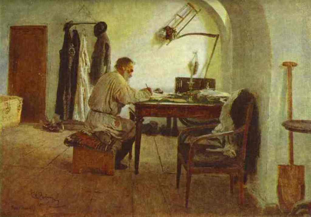 L. N. Tolstoy at work in a room with vaults, by Ilya Yefimovich Repin