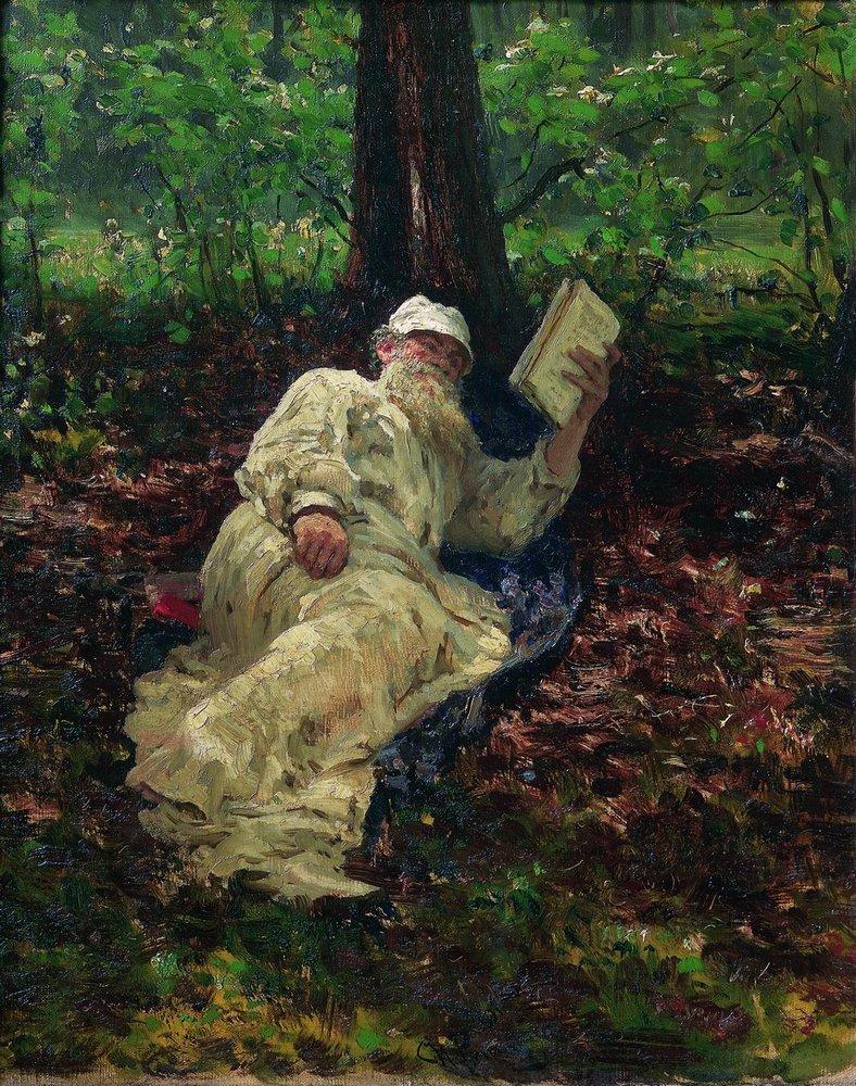 Lev Nikolaevich Tolstoy on vacation in the forest by Ilya Yefimovich Repin 