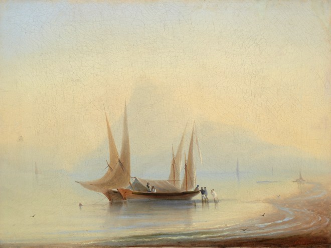 Баржа у морского берега - 1860-1870