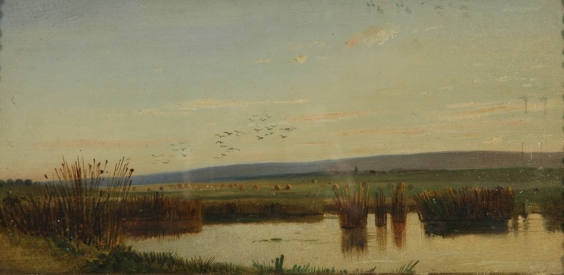 Болотистая местность при закате солнца - 1861