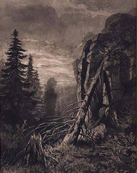 Вид на острове Валааме, Кукко. Ночной пейзаж. - 1859 - 1860