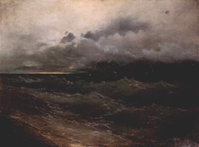 Корабли в бурном море. Восход солнца - 1871