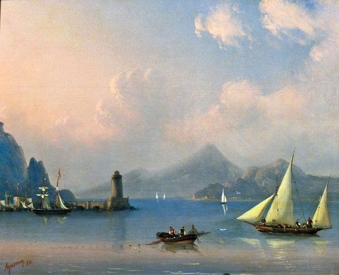Морской пролив с маяком - 1841