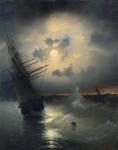 A sailing ship on a high sea by moonlight - Aivazovsky