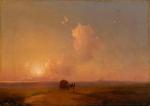 Camel Cart at Sunset in a Coastal Landscape - Aivazovsky