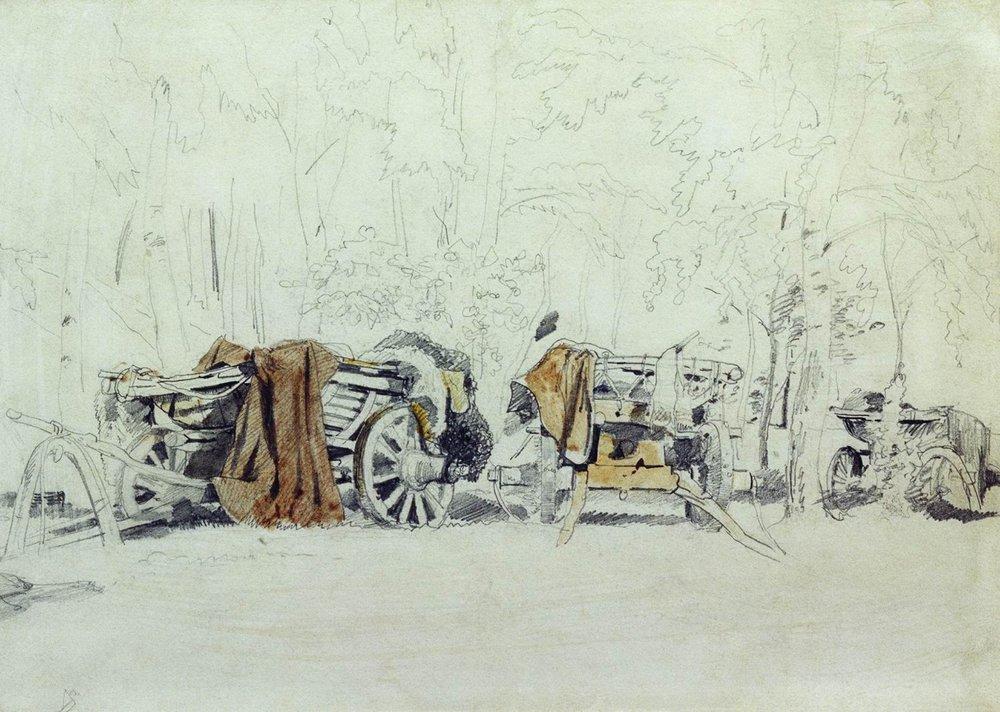 Пейзаж с телегами - Landscape with carts