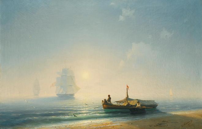 Fishermen at Dawn Naples - Aivazovsky