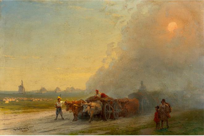 Ox Carts in the Russian Steppe - Aivazovsky