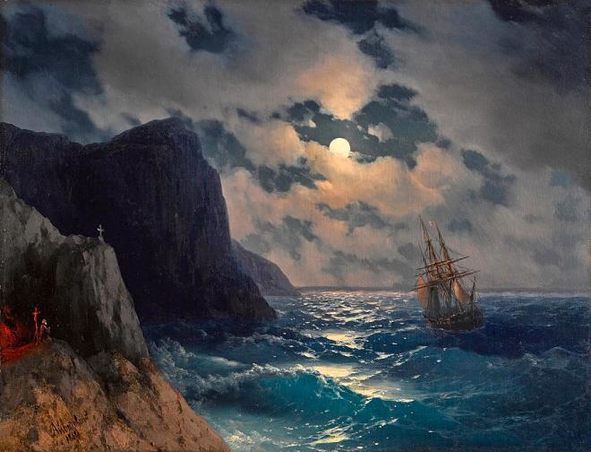 Passing Ship on a Moonlit Night - Aivazovsky