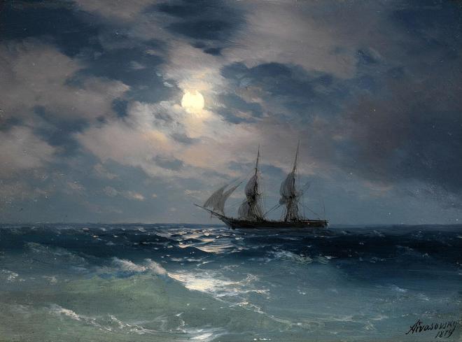 The Brig Mercury in Moonlight - Aivazovsky