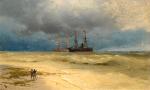 Two Ships Anchored off a Beach - Aivazovsky