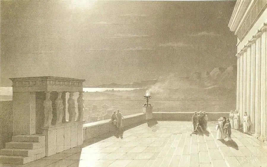 Афинский Акрополь лунной ночью - 1881 