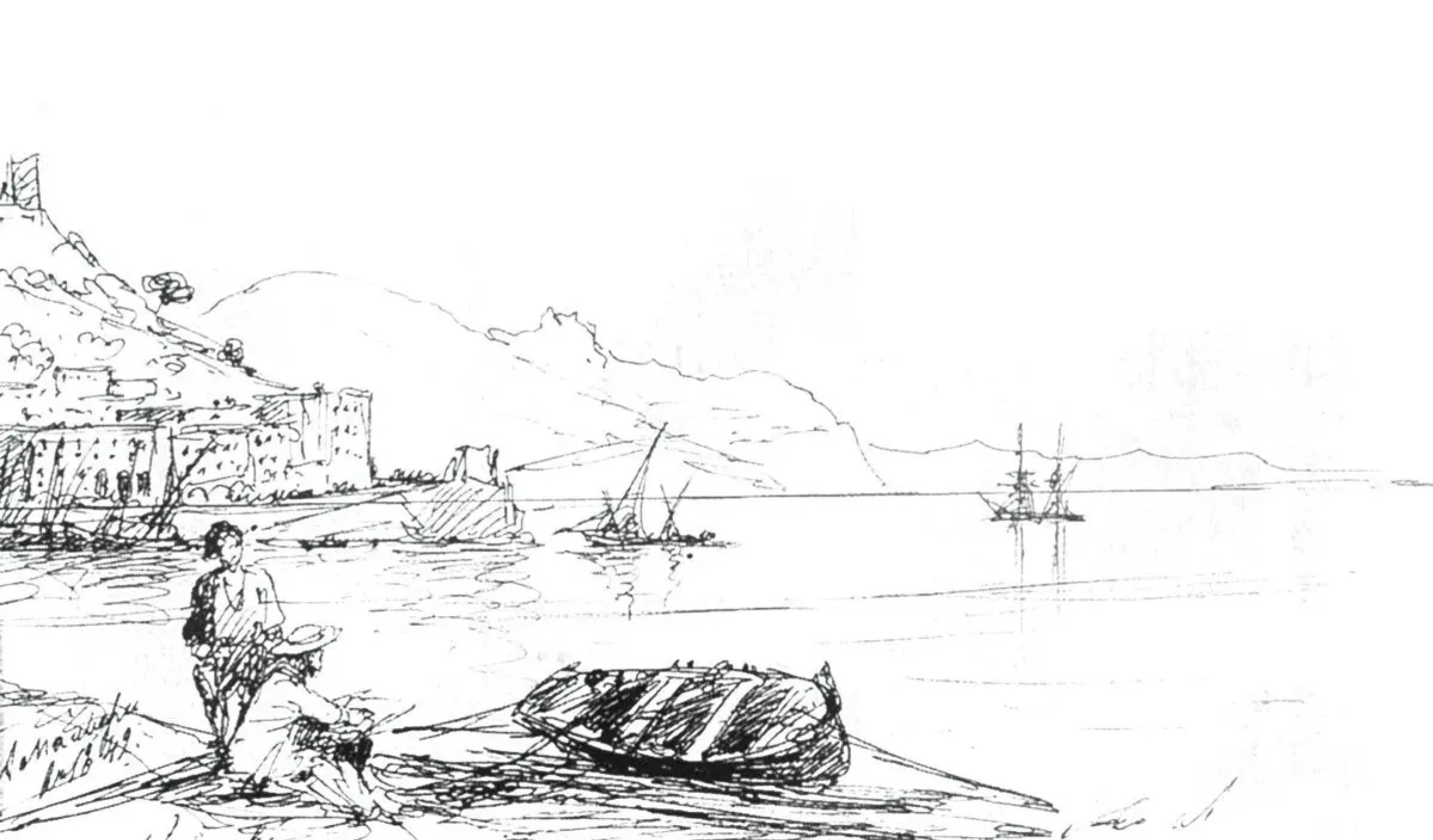 Залив Амальфи, 1842 год. Набросок - 1880s