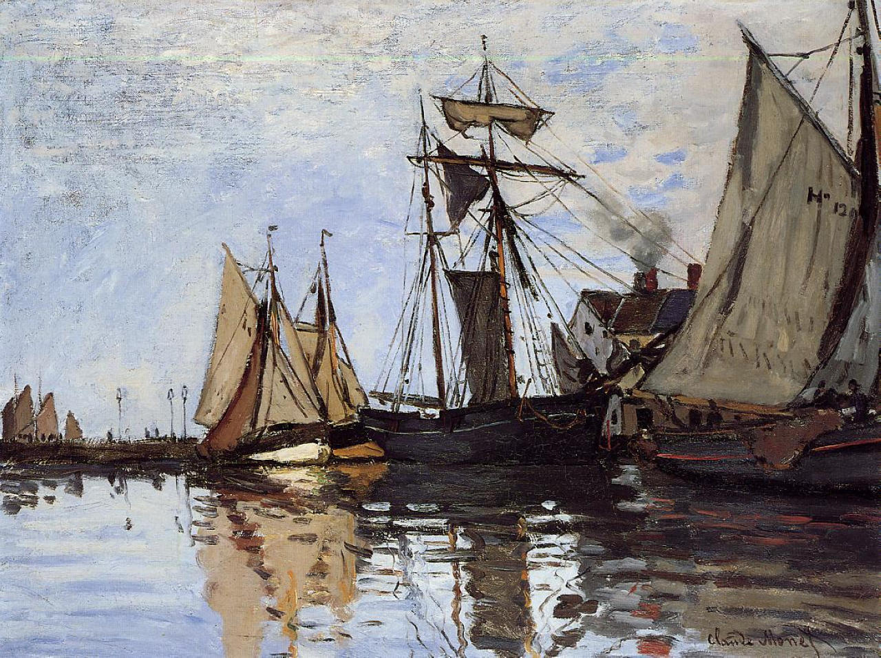 Claude Monet - Boats in the port of Honfleur - 1866