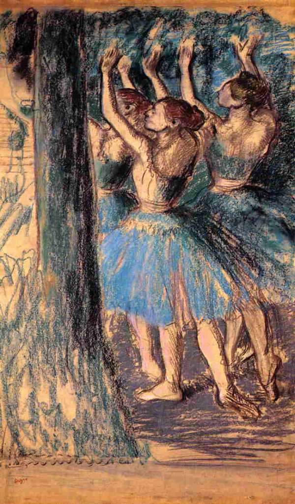 Degas - A group of dancers near a tree decoration - 1901