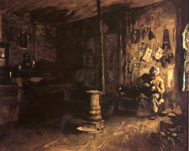 Eastman Johnson - Shoemaker, Haberty's Shop -1887