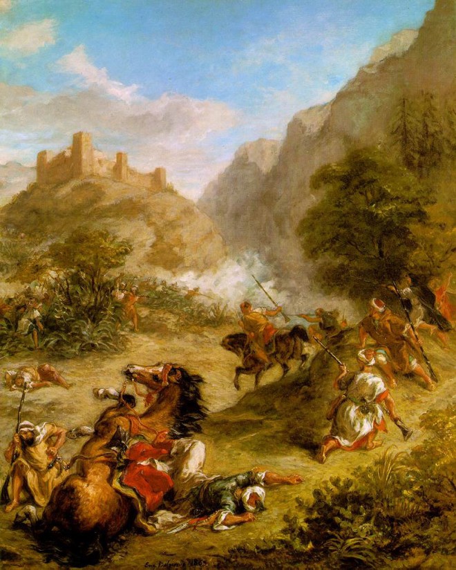 Eugene Delacroix - Arabs Skirmishing in the Mountains -1863
