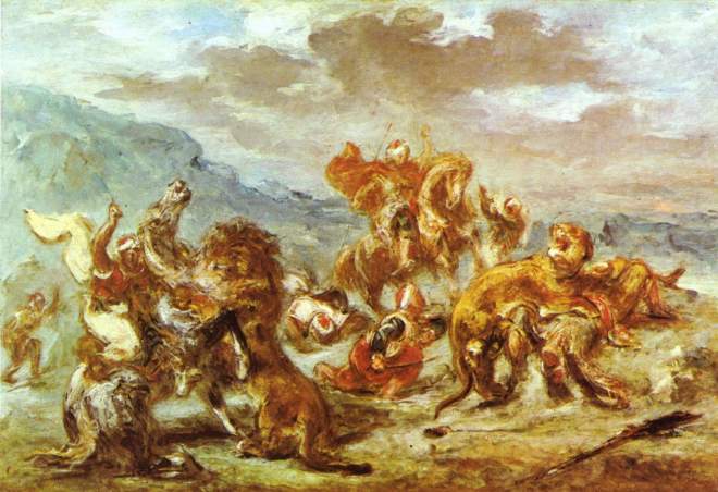 Eugene Delacroix - Lion Hunt - .1860