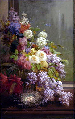 Thomas Hill - Still Life Flowers and Fruit -1855