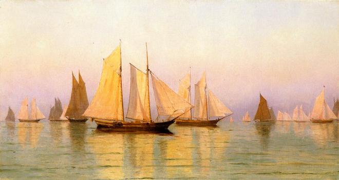 William Bradford - Sloops and Schooners at Evening Calm -1889
